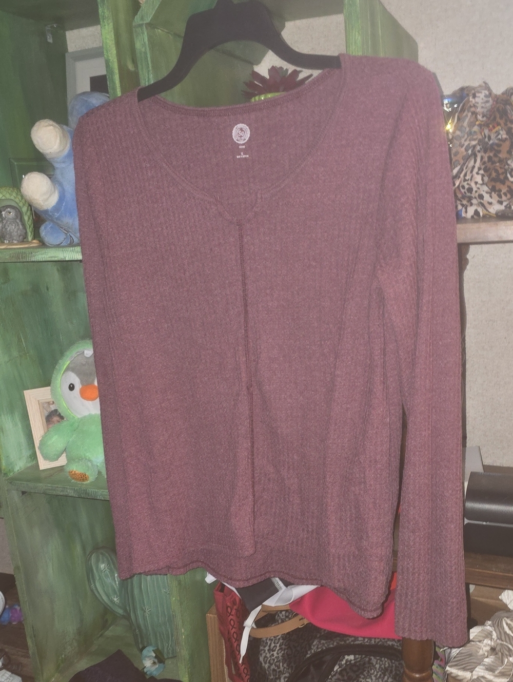 SO Women's Long Sleeve Crewneck Sweater - Plum